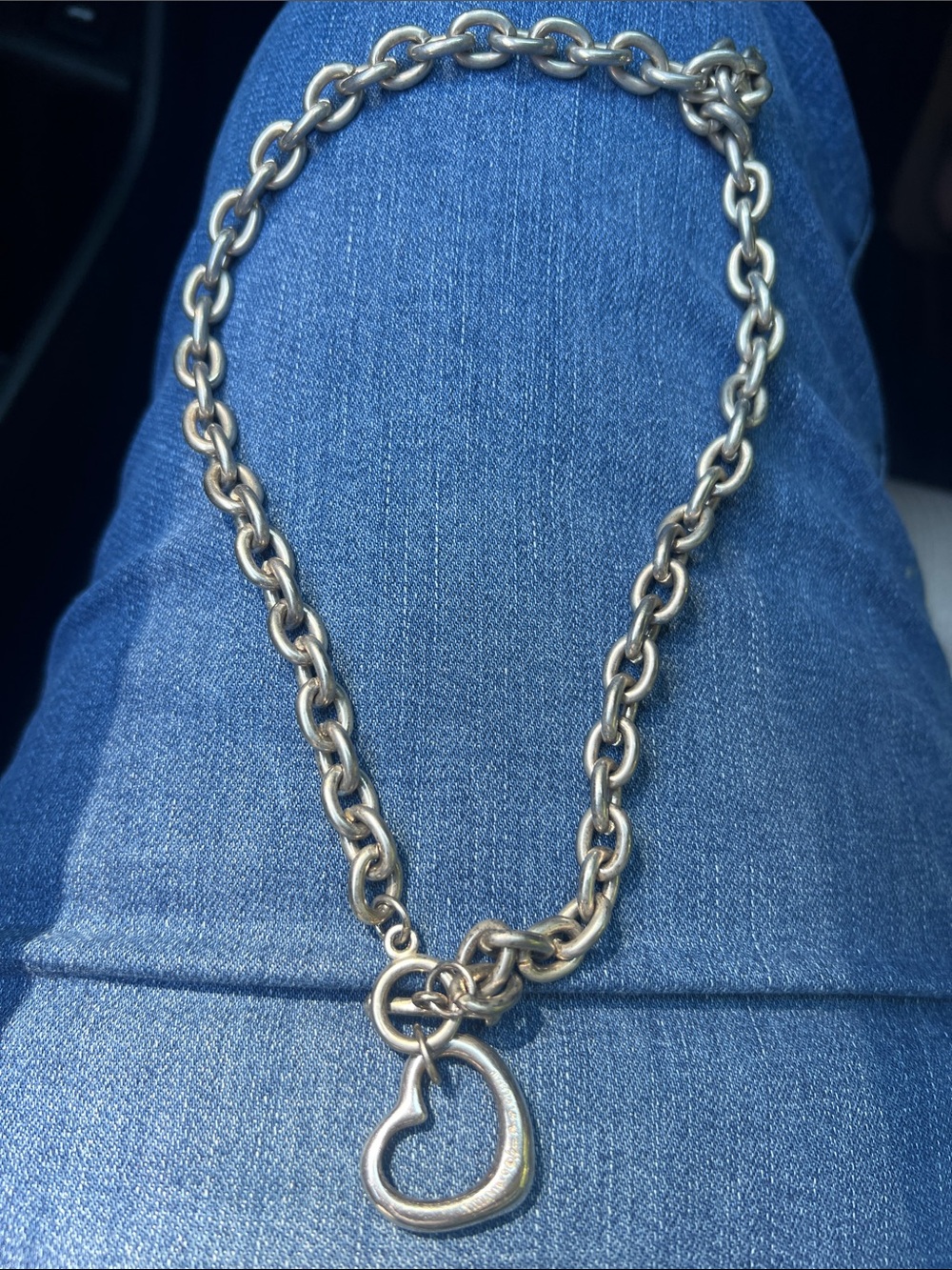Sterling Silver Plated Heart Toggle Necklace - Silver